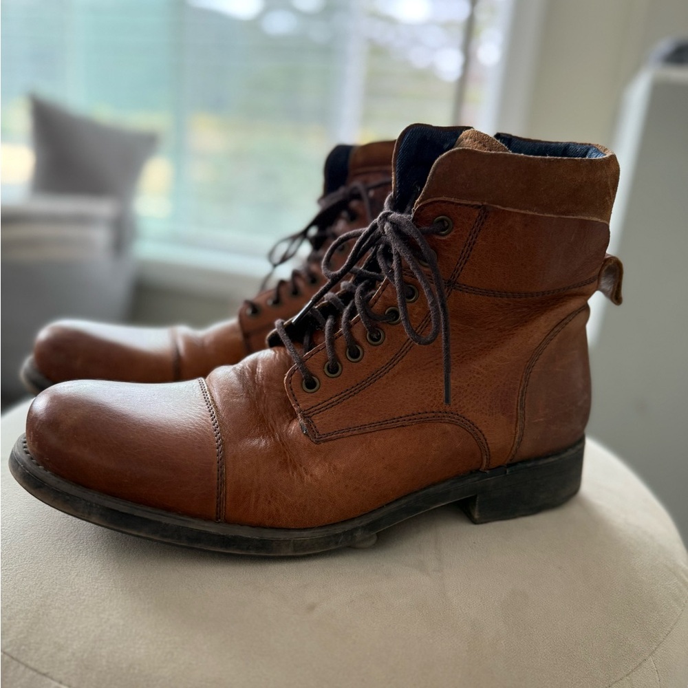 Men’s Brown Brown Leather Lace-Up Boots